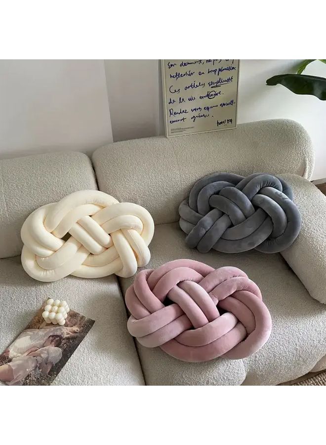 1 Polyester Geometric Knot Throw Pillow Light Grey 45x32cm Machine Washable Decorative Cushion For Sofa Bedroom Car Home Decor Minimalist Style - Image 2