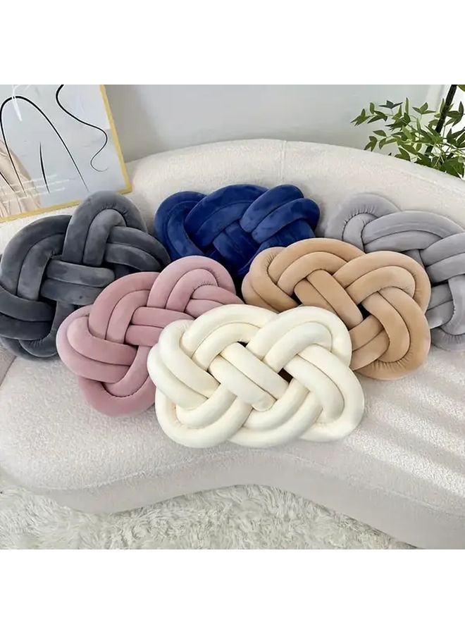 1 Polyester Geometric Knot Throw Pillow Light Grey 45x32cm Machine Washable Decorative Cushion For Sofa Bedroom Car Home Decor Minimalist Style - Image 1
