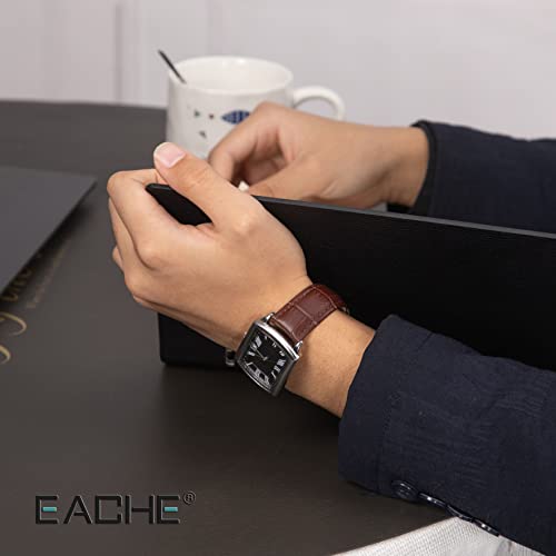 EACHE 18mm Croco Brown Leather Watch Bands, Classical Genuine Leather Watch Strap for Men Women Dark Brown With Gold Buckle - Image 4