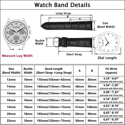 EACHE 18mm Croco Brown Leather Watch Bands, Classical Genuine Leather Watch Strap for Men Women Dark Brown With Gold Buckle - Image 2