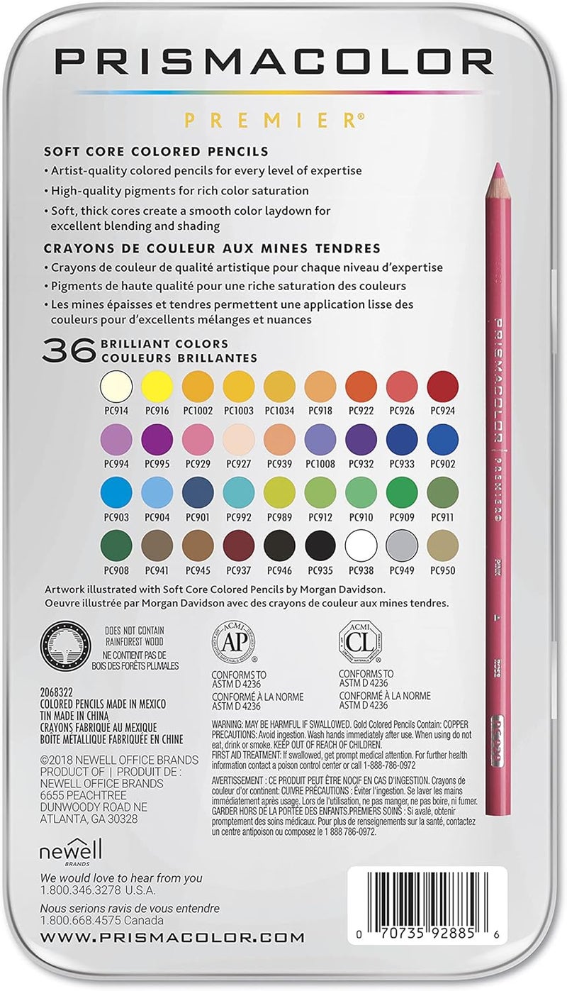 PRISMACOLOR 36-Count Colored Pencil Set Premier One Box Tin - Image 2
