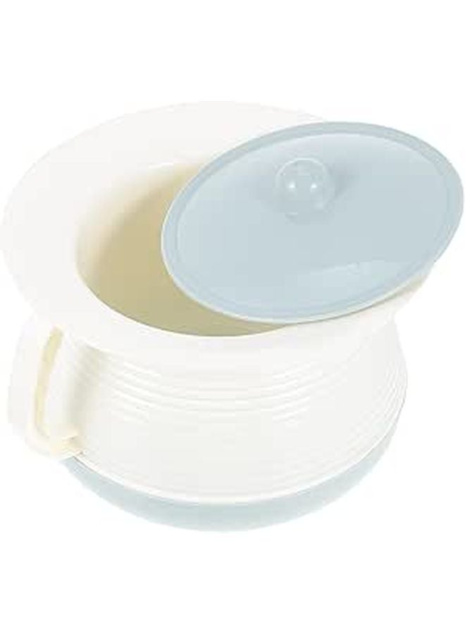 Light Blue Portable Bedpan with Lid and Spittoon Set for Elderly Patient Care - Image 1