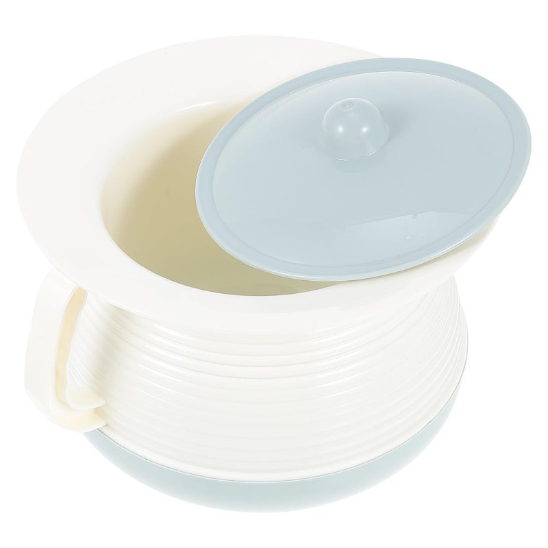 Light Blue Portable Bedpan with Lid and Spittoon Set for Elderly Patient Care - Image 2