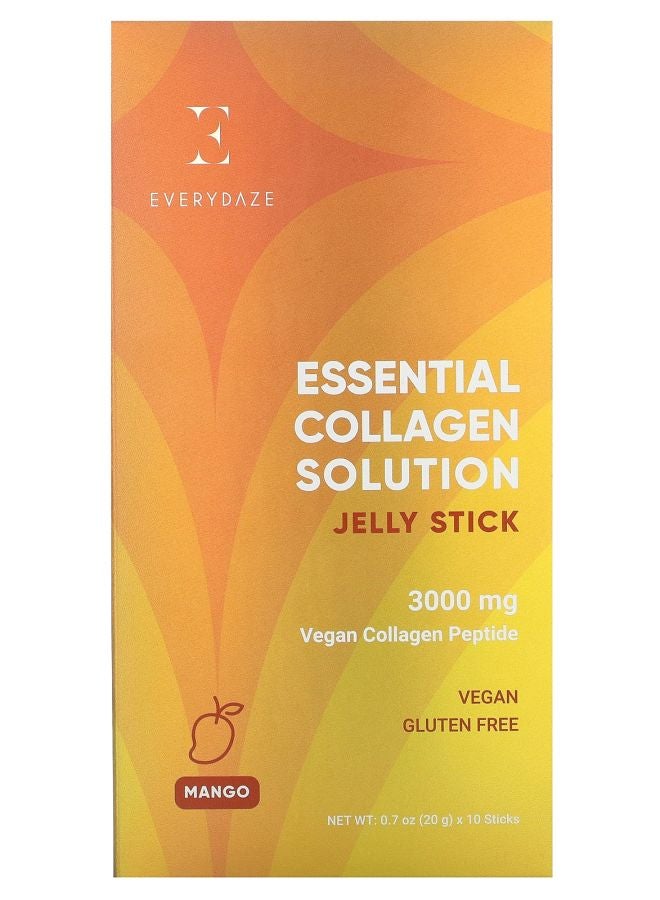 Essential Collagen Solution Jelly Stick Mango 3000 mg 10 Sticks 0.7 oz (20 g) Each