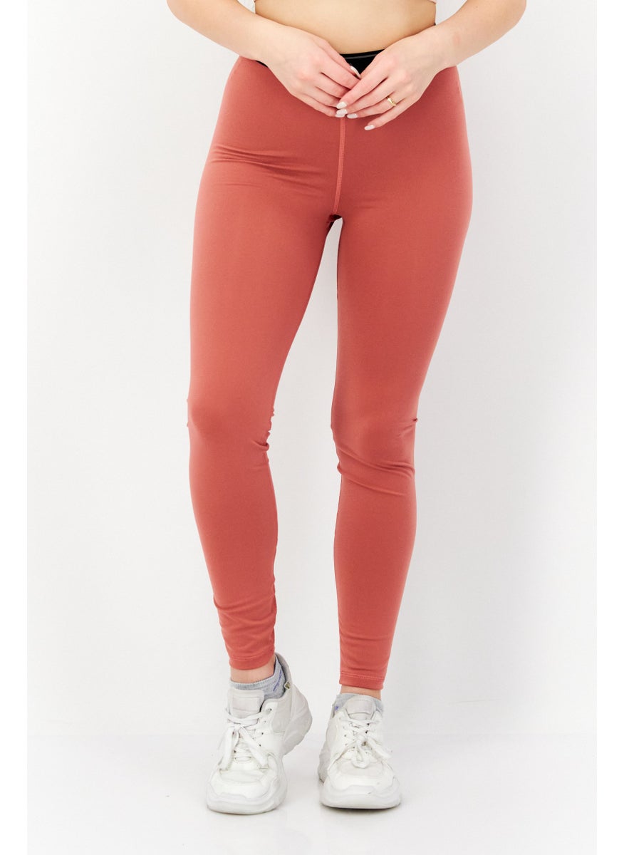 rvca - Women Plain Pull On Leggings, Old Rose - Image 1