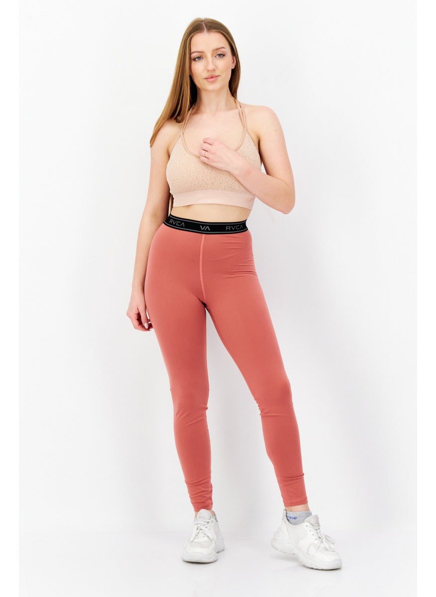 rvca - Women Plain Pull On Leggings, Old Rose - Image 1