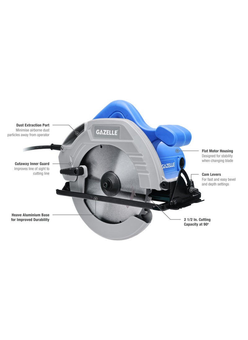 Gazelle Gazelle GW7030 220V 7 In. High Power Circular Saw (185mm), 1500W, Double Handle, 5300 rpm 1 year warranty  - Image 2