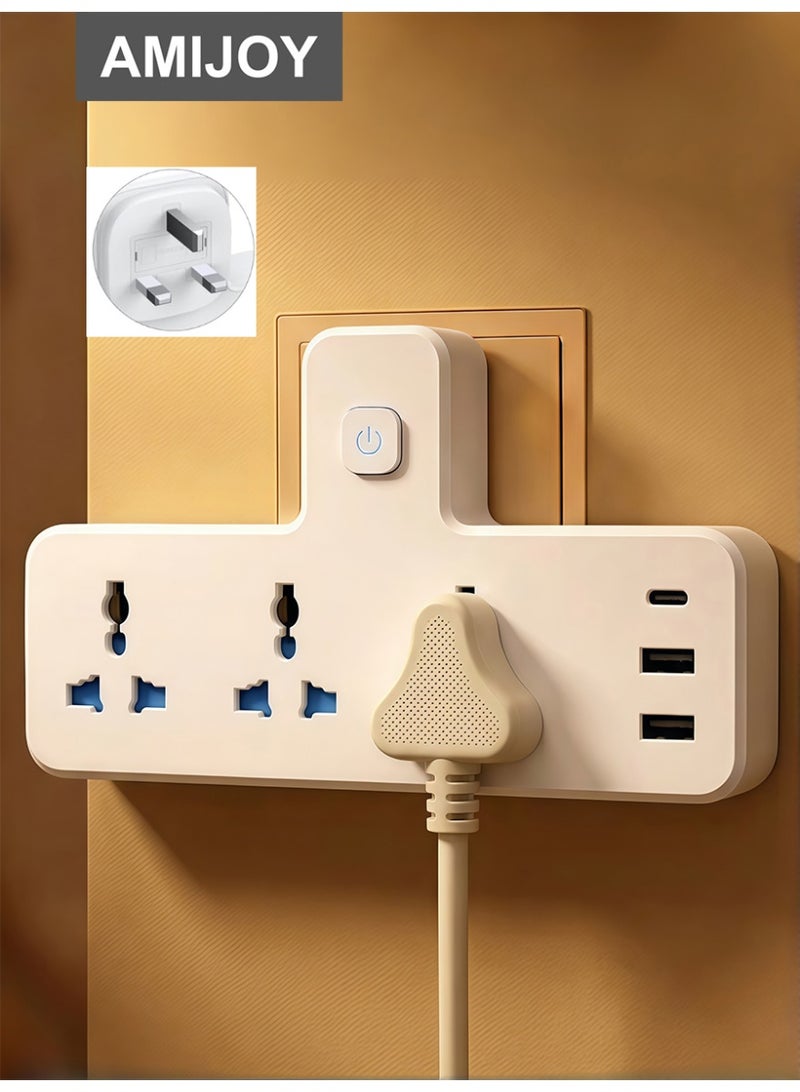 AMIJOY 6 IN 1 Electrical Connection, Multi Plug Extension Socket with 3 Way Triple Plug Electrical Outlet Extender, Wall-Mounted Power Strip, Multiple Plug Adapter, Electric Board Socket for Home, Office, Kitchen - Image 1
