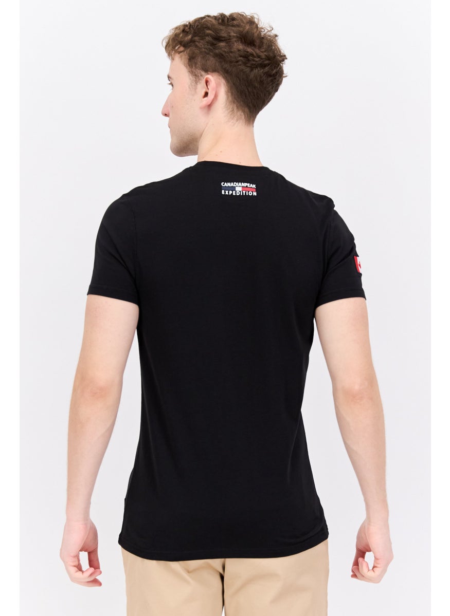 Canadian Peak Men Round Neck Short Sleeve Embroidered T-Shirt, Black Combo  - Image 3