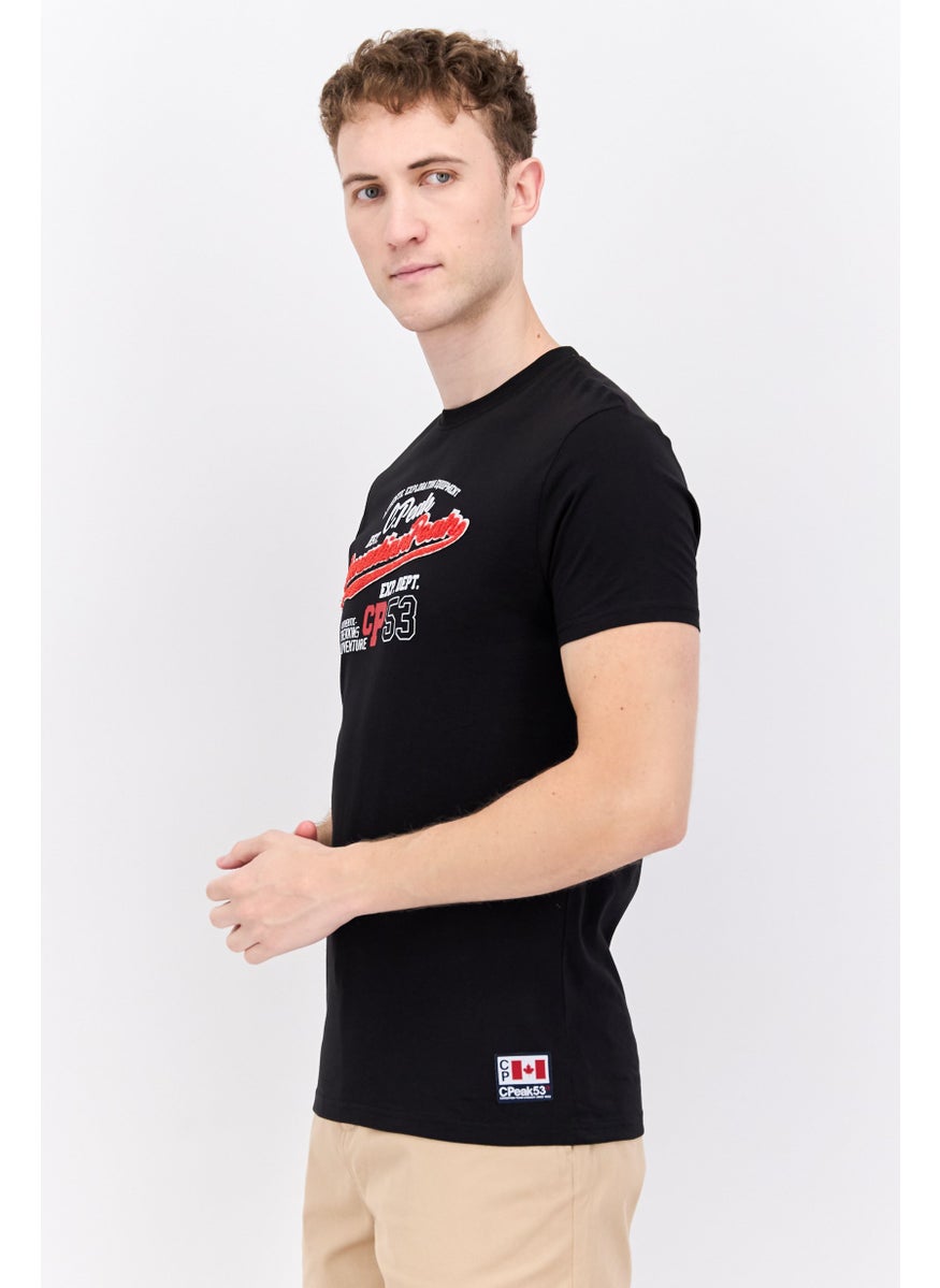 Canadian Peak Men Round Neck Short Sleeve Embroidered T-Shirt, Black Combo  - Image 2