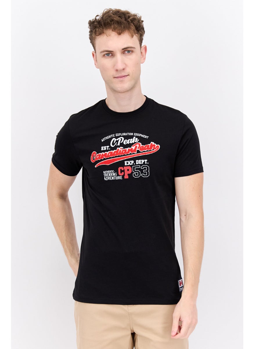 Canadian Peak Men Round Neck Short Sleeve Embroidered T-Shirt, Black Combo  - Image 1