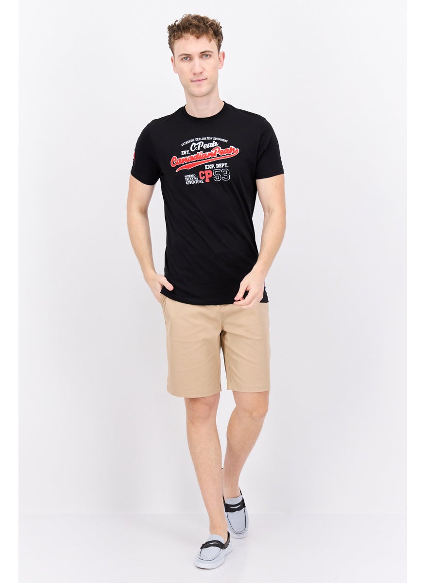 Canadian Peak Men Round Neck Short Sleeve Embroidered T-Shirt, Black Combo  - Image 4