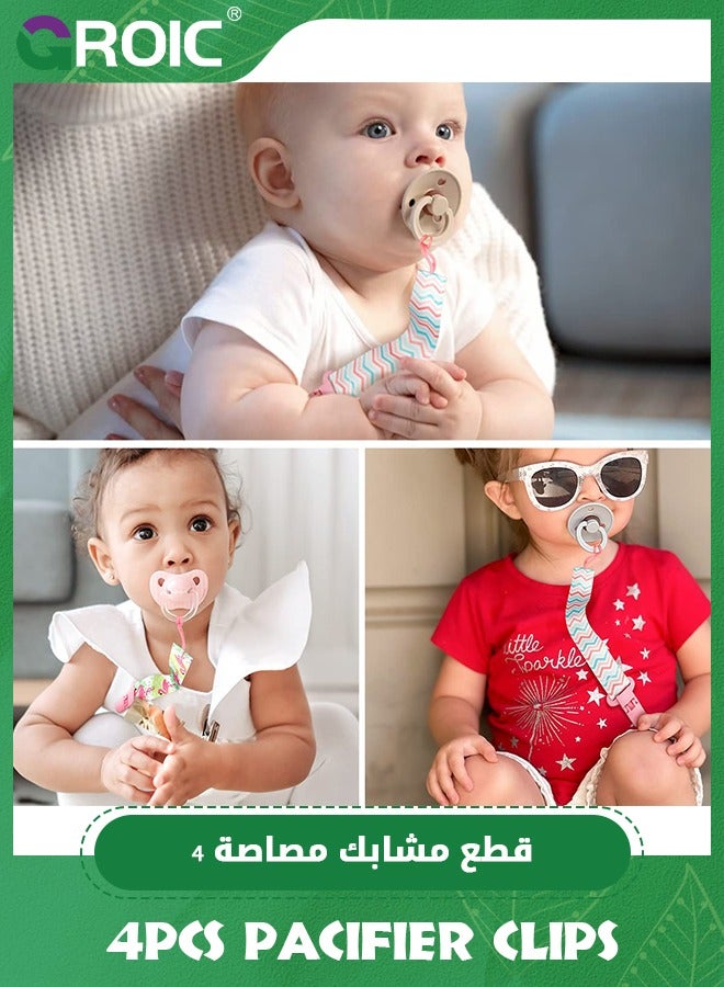 GROIC 4 Pcs Baby Dummy Strap Clip, Pacifier Clip Dummy Holder Straps with 4 Silicone Adapter, Soother Chains Clips Fit All, Soothers, Teething Toys, Baby Essentials - Image 5