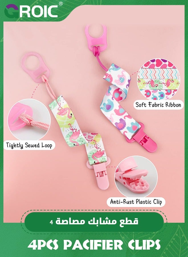 GROIC 4 Pcs Baby Dummy Strap Clip, Pacifier Clip Dummy Holder Straps with 4 Silicone Adapter, Soother Chains Clips Fit All, Soothers, Teething Toys, Baby Essentials - Image 2