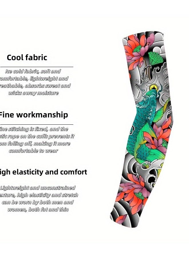Mixed Pack Seamless Arm Tattoo Sleeves Floral Geometric Patterns Breathable Quick Dry - Image 4