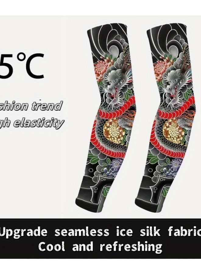 Mixed Pack Seamless Arm Tattoo Sleeves Floral Geometric Patterns Breathable Quick Dry - Image 3