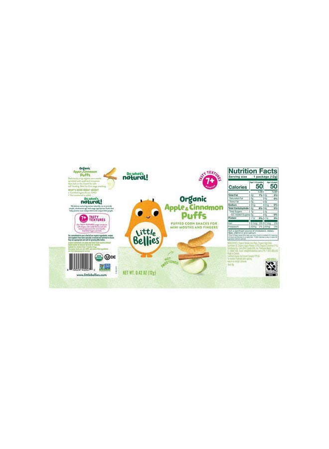 Little Bellies Organic Apple & Cinnamon Puffs Baby Snack (Pack of 18 x 0.42 oz Individual Packs) - Image 5