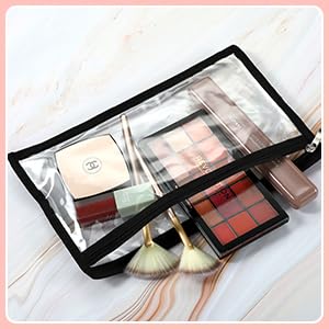 INTERIA Transparent Makeup Bags Cosmetic Makeup Bags  Clear PVC with Zipper Pouch Portable Travel Accessories PouchBlack Border - Image 3