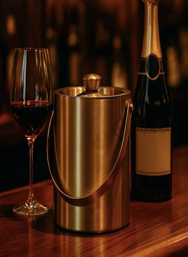PURI Bartanwala - Stainless Steel Double Wall Ice Bucket – Gold Brushed Finish | Capacity 1500 ml - Image 2