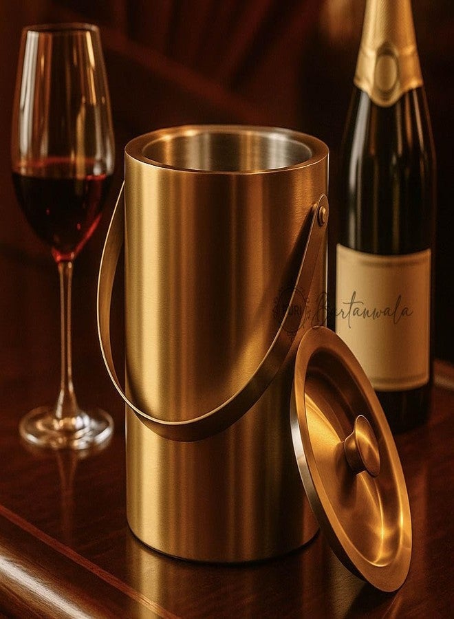 PURI Bartanwala - Stainless Steel Double Wall Ice Bucket – Gold Brushed Finish | Capacity 1500 ml - Image 1