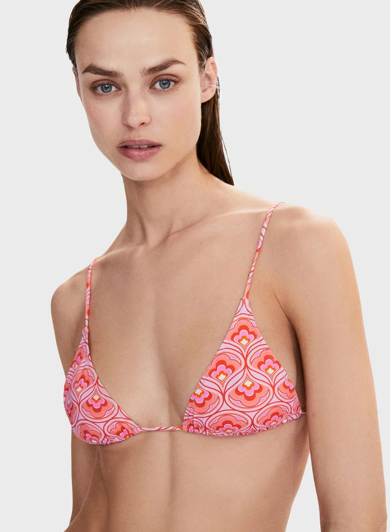MANGO Printed Bikini Top