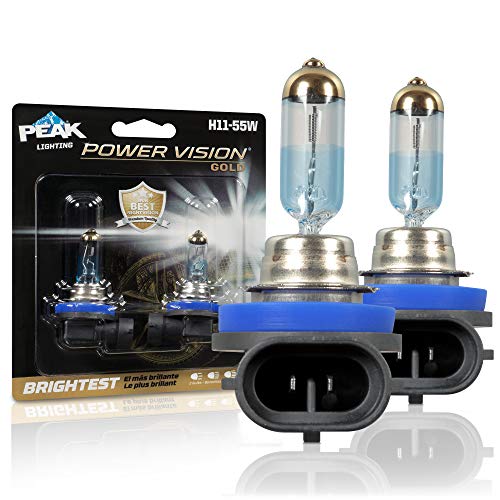 PEAK Power Vision Gold Automotive High Performance H11 55W Headlights (2 Pack), White - Image 1