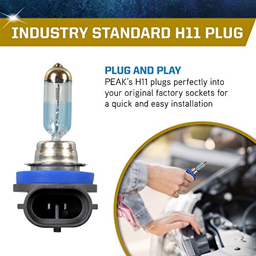 PEAK Power Vision Gold Automotive High Performance H11 55W Headlights (2 Pack), White - Image 5