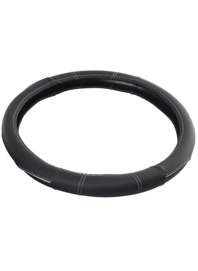 غطاء عجلة القيادة من الجلد - (اسود مع خط رمادي) - Image 3