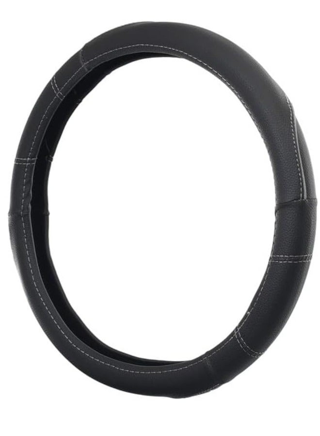 غطاء عجلة القيادة من الجلد - (اسود مع خط رمادي) - Image 1