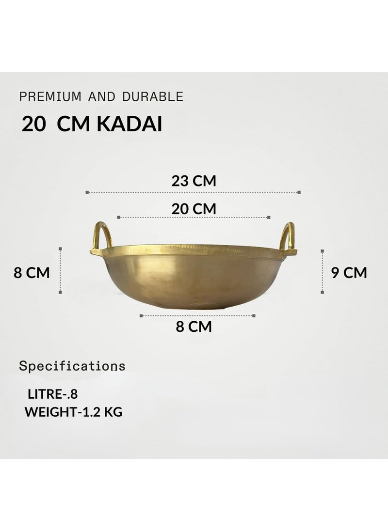 NUTRION Nutrion Heavy Bronze Cooking Kadai ComboCooking KarahiWok 20cm800ml22cm18 Litre 24cm3 Litre Kadai Set of 3 Gold  - Image 3
