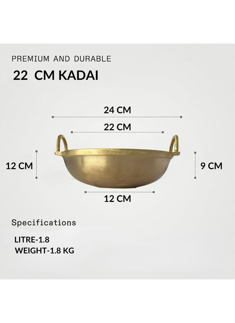 NUTRION Nutrion Heavy Bronze Cooking Kadai ComboCooking KarahiWok 20cm800ml22cm18 Litre 24cm3 Litre Kadai Set of 3 Gold  - Image 4