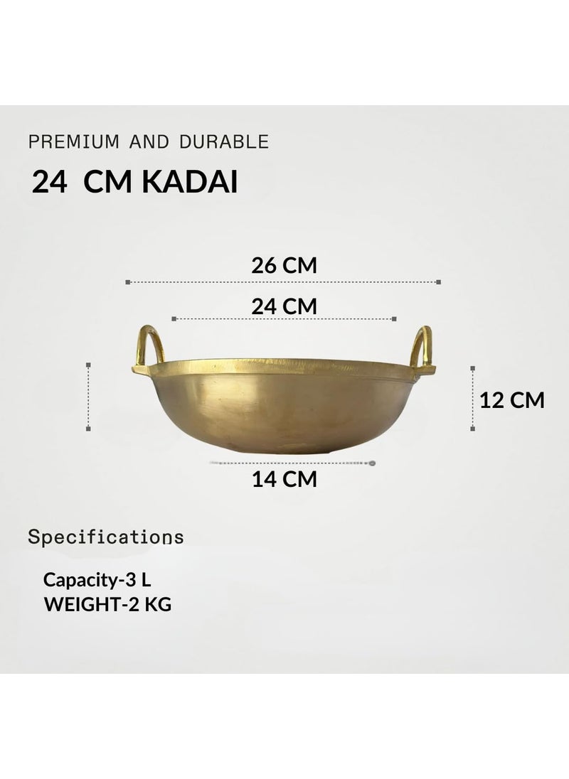 NUTRION Nutrion Heavy Bronze Cooking Kadai ComboCooking KarahiWok 20cm800ml22cm18 Litre 24cm3 Litre Kadai Set of 3 Gold  - Image 5