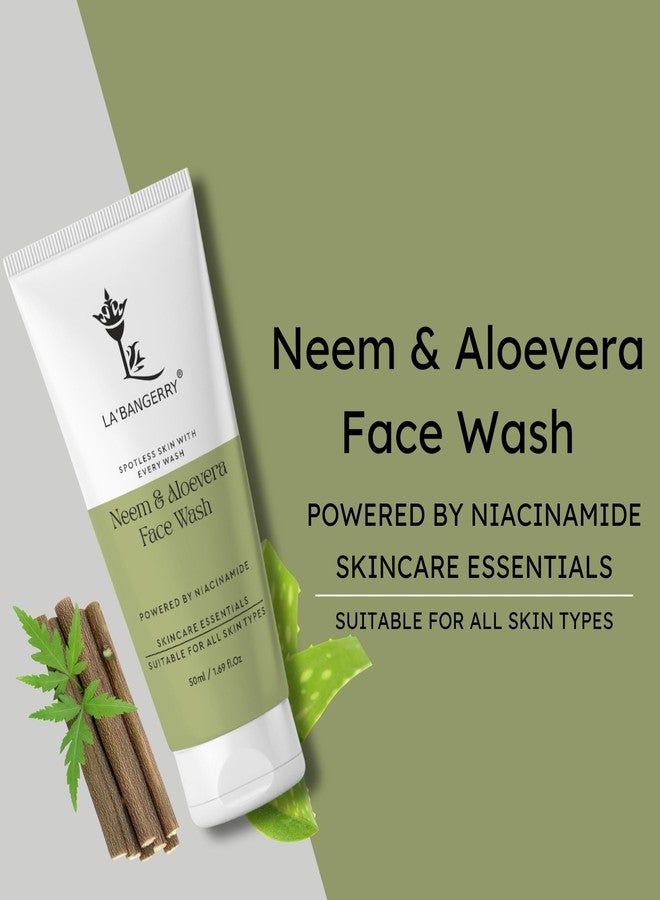 LA'BANGERRY Anti Pollution & Double Light Ubtan Foaming Face Wash & Neem & Aloevera With Niacinamide Exfoliating Face Wash Combo | Natural Cleanser for Glowing Skin | 50mlx 2(100 ml) - Image 3