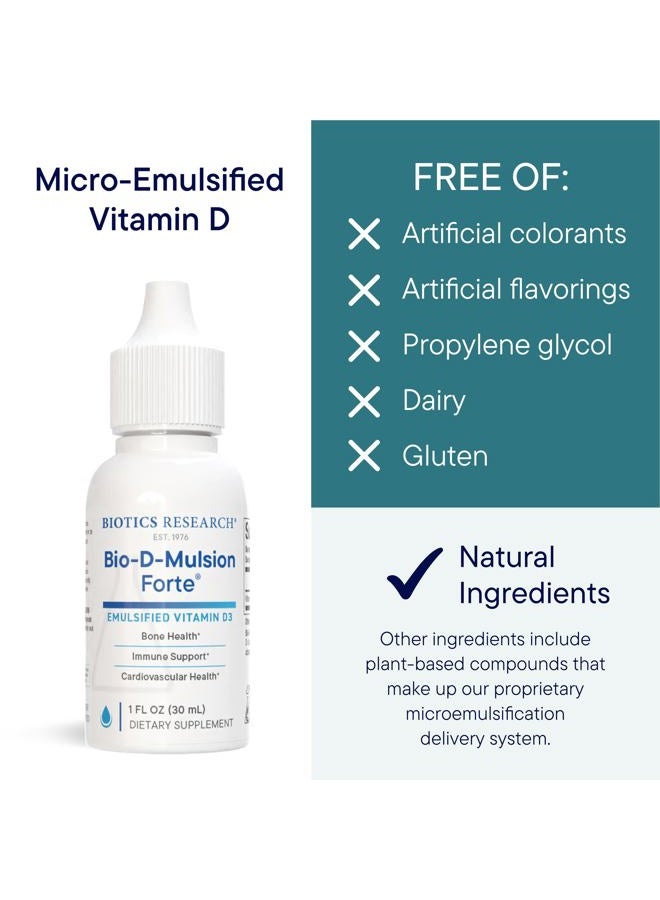 BIOTICS Bio-D-Mulsion Forte Liquid Vitamin D Drops 4000 IU – Vitamin D3 2000iu /Drop for Adults –Best Absorption, Strengthens Bones, Supports Cardiovascular & Immune System -1 fl oz - Image 4