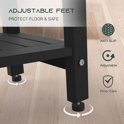 BEKVEM Shower Bench for Inside Shower - Black HDPE Shower Stool Waterproof - Spa Bathroom Seat Chair with Handle, Storage Shelf, Adjustable Feet - Indoor/Outdoor, Weather Resistant - Image 5