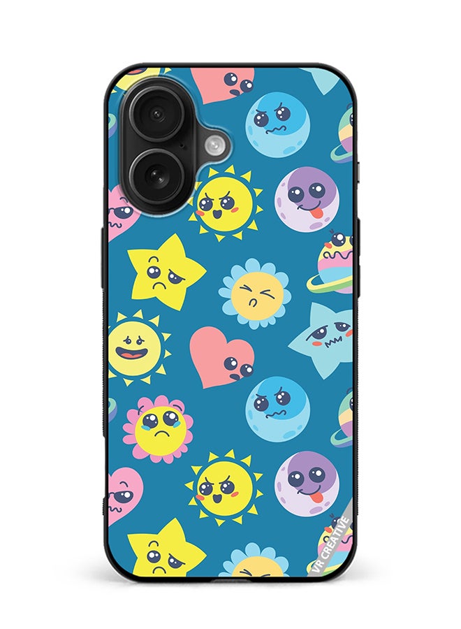 VR CREATIVE Protective Case Cover For Apple iPhone 16 Various Cartoon Emoticons Design Multicolour