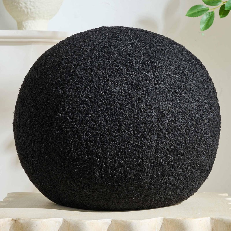 Gerlisay 118 inch Ball Pillow Round Decorative Pillow Black Sphere Shaped Throw Pillows Soft Nordic Style Boucle Pillows Cushion for Bed Couch Living Sofa Room Decor - Image 2
