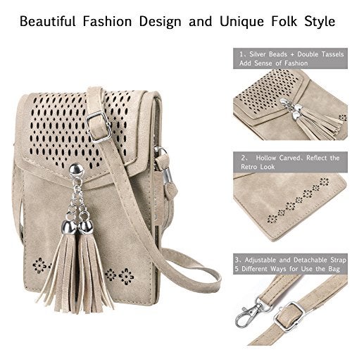 seOSTO Womens Small Crossbody Bag, Tassel Cell Phone Purse Holder Wallet For woman Girls - Image 5