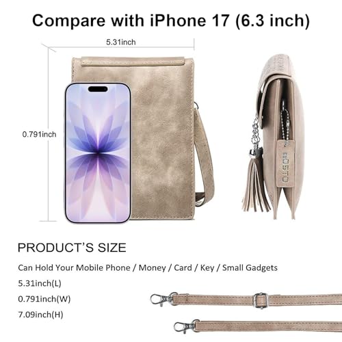 seOSTO Womens Small Crossbody Bag, Tassel Cell Phone Purse Holder Wallet For woman Girls - Image 3
