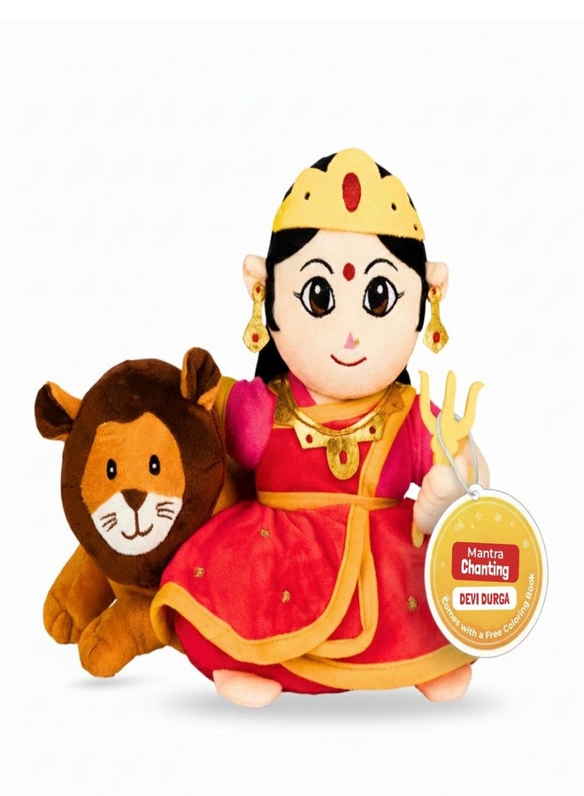 Panda's Box Mantra Chanting Devi Durga | Interactive Musical Soft Stuffed Plush Toy | Non-Toxic, Safe | Best Birthday Gift for Newborn Kids (Boys, Girls) | Free Colouring Book | Medium 26 CM - Image 1