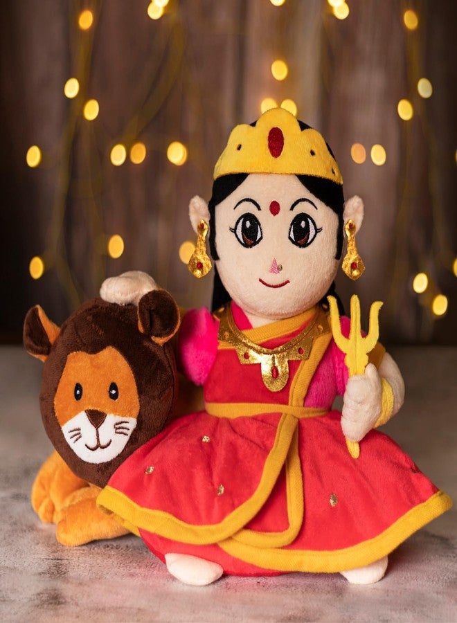 Panda's Box Mantra Chanting Devi Durga | Interactive Musical Soft Stuffed Plush Toy | Non-Toxic, Safe | Best Birthday Gift for Newborn Kids (Boys, Girls) | Free Colouring Book | Medium 26 CM - Image 4