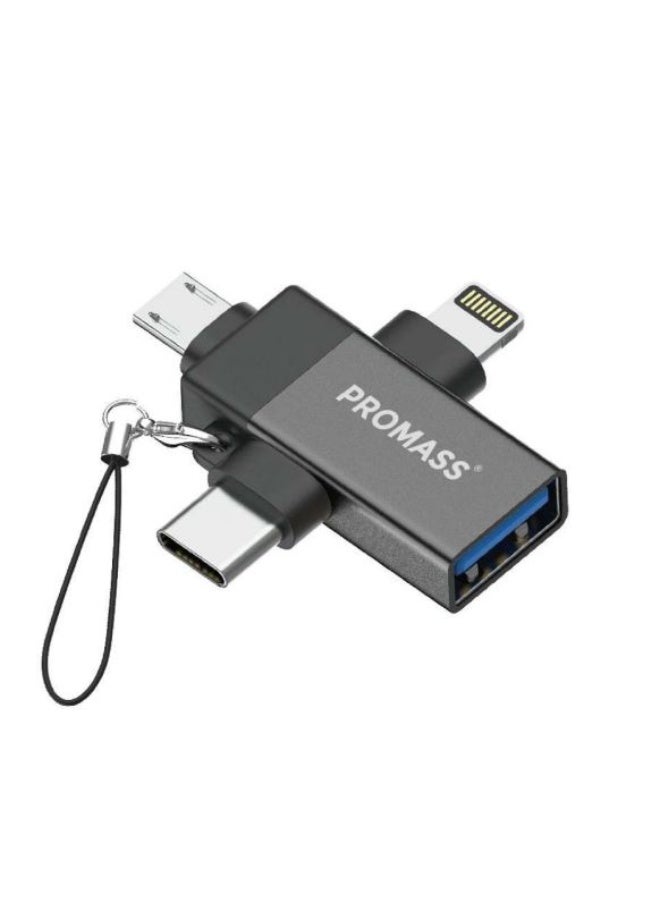 بروماس وصلة تحويل 3 في 1 من برومـاس – Lightning / Type-C / Micro USB إلى USB 3.0 OTG لنقل البيانات بسرعة فائقة