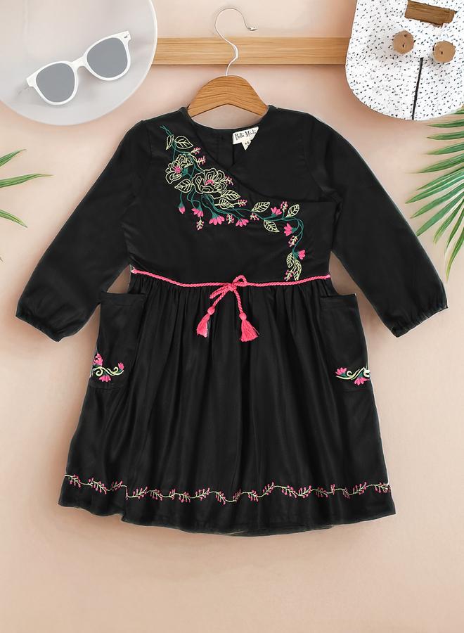 BELLA MODA Embroidered Velvet Dress - Image 1