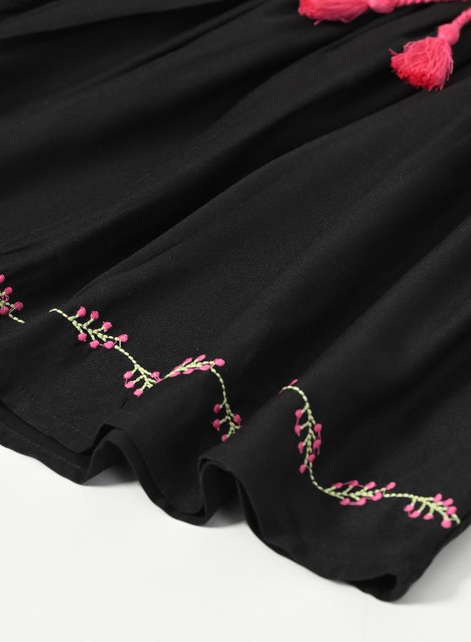 BELLA MODA Embroidered Velvet Dress - Image 5