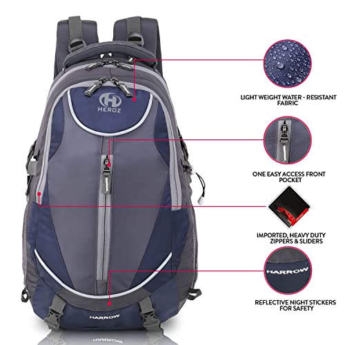 HEROZ Harrow 45 Ltrs Travel Laptop Backpack Slim Durable College School Computer Bookbag tracking for Women, Men, Girls, Boys Outdoor Camping & Fits Up to 17.3-inch laptop (Navy Blue) - Image 2