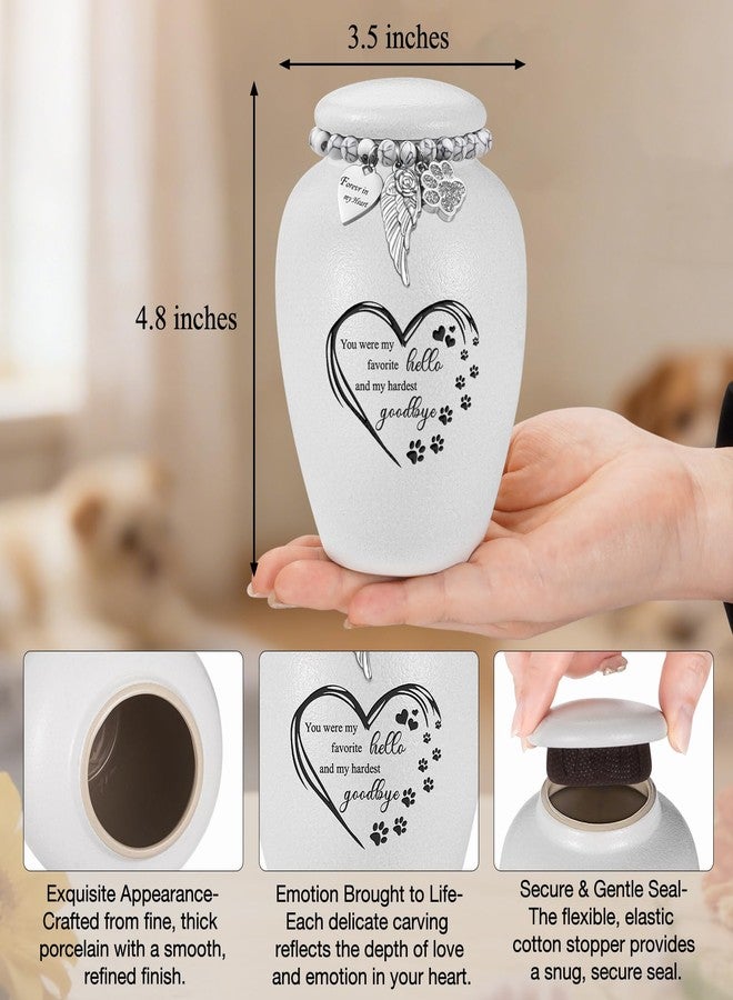 abooxiu Pet Urn for Dogs Cats 4.8 Inch Small Urn for Pet Ashes Cremation Keepsake Urns Ceramic Mini Urns for Ashes Pet Memorial Sympathy Gifts for Loss of Pets Dog Urns Cat Urns - Image 2