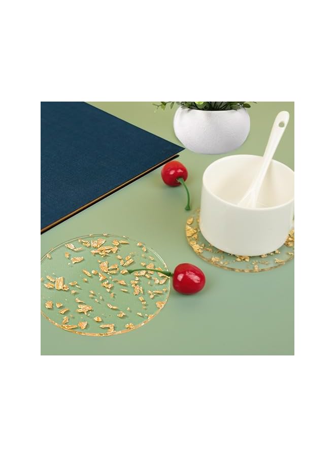 The Bros Coasters set of 6 with holder, Acrylic Gold Coasters for drinks, Clear round coasters, Tabletop Protection and Accessories Display, Suitable for Kinds of Cups, 3.74 Inches - Image 5