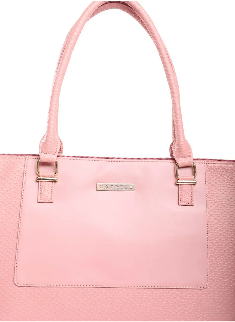 CAPRESE Caprese Fiona Self Design Light Pink Faux Leather Large Tote Handbag