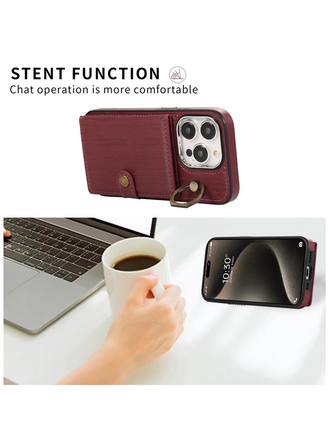 Zaboon Case For iPhone 13 Pro Max Brushed Texture Wallet Ring Holder Phone Case - Image 3