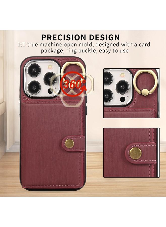 Zaboon Case For iPhone 13 Pro Max Brushed Texture Wallet Ring Holder Phone Case - Image 5